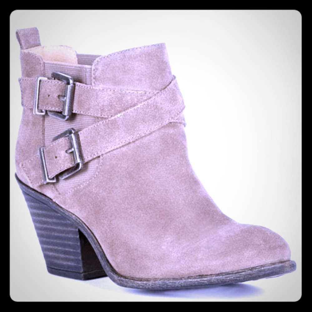Sole Society “Maris” Stacked Heel Buckle Bootie